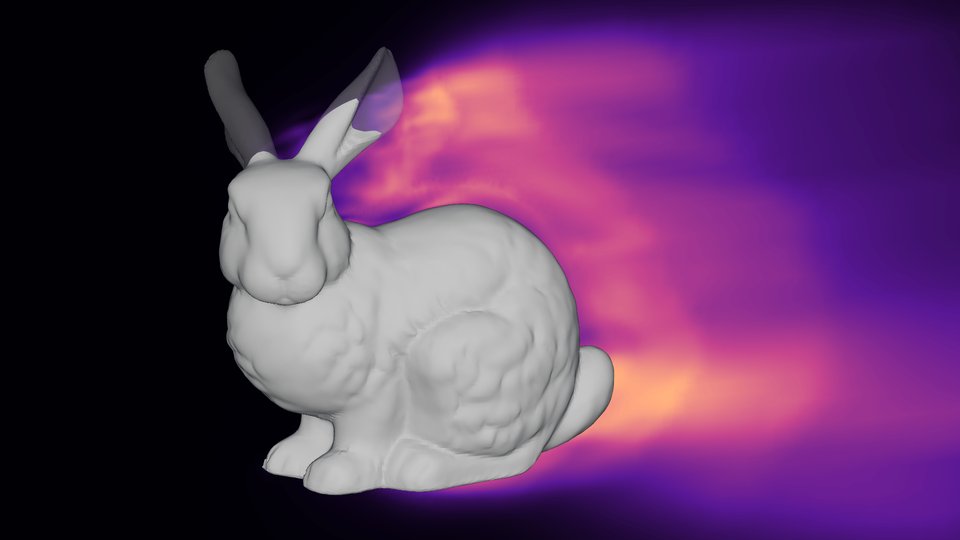 A center-plane slice bright in the shear layers off the ears and behind the haunch.